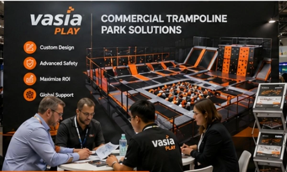 Vasia Play trampoline park solutions booth at IAAPA Expo Europe