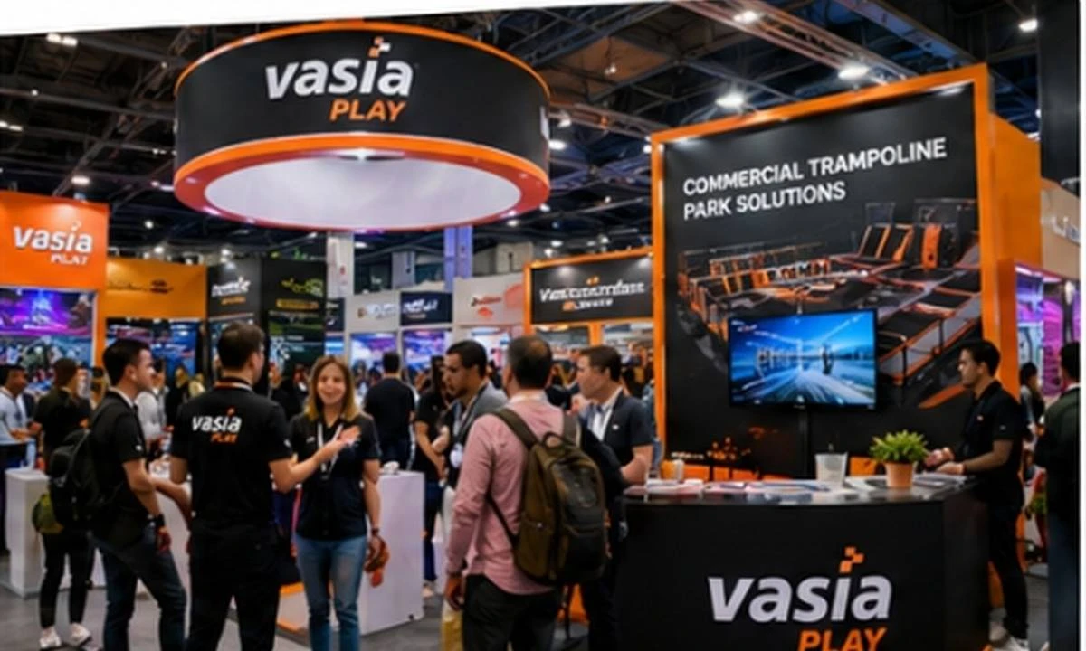 Vasia Play commercial trampoline park exhibition booth at DEAL Show Dubai UAE
