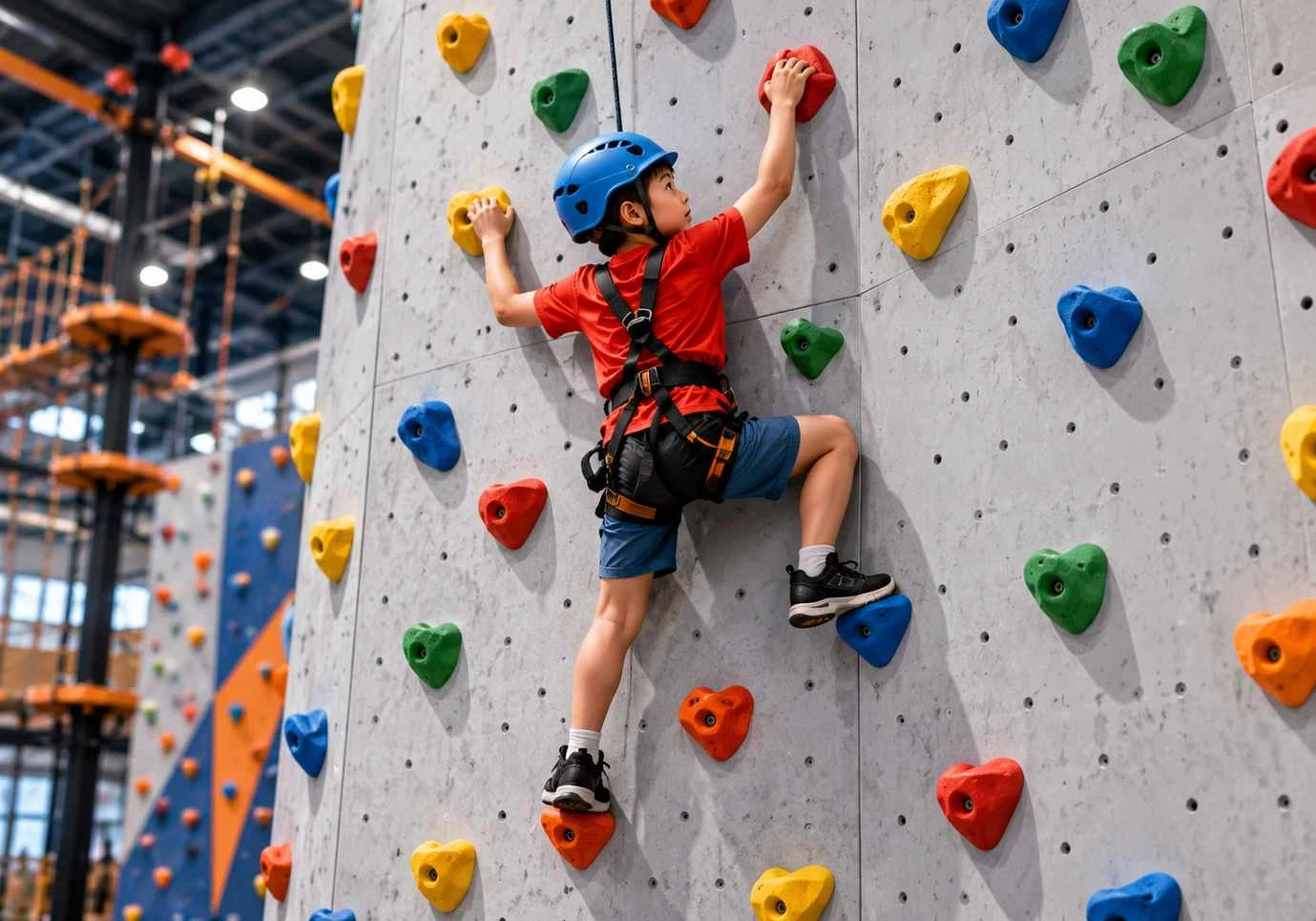 Indoor climbing wall challenge for adventure course